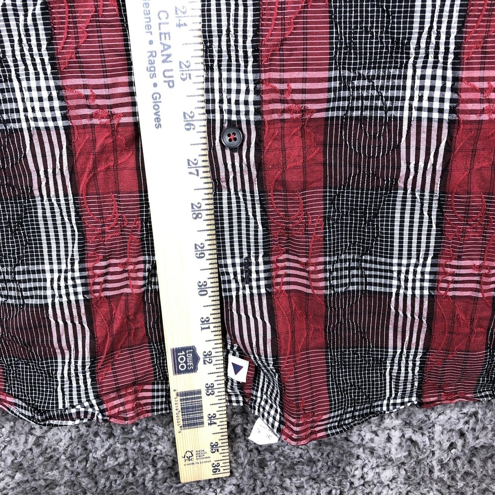 Haupt Shirt Mens 2XL Red Plaid Textured Long Sleeve Button Up Casual Woven - Picture 4 of 9